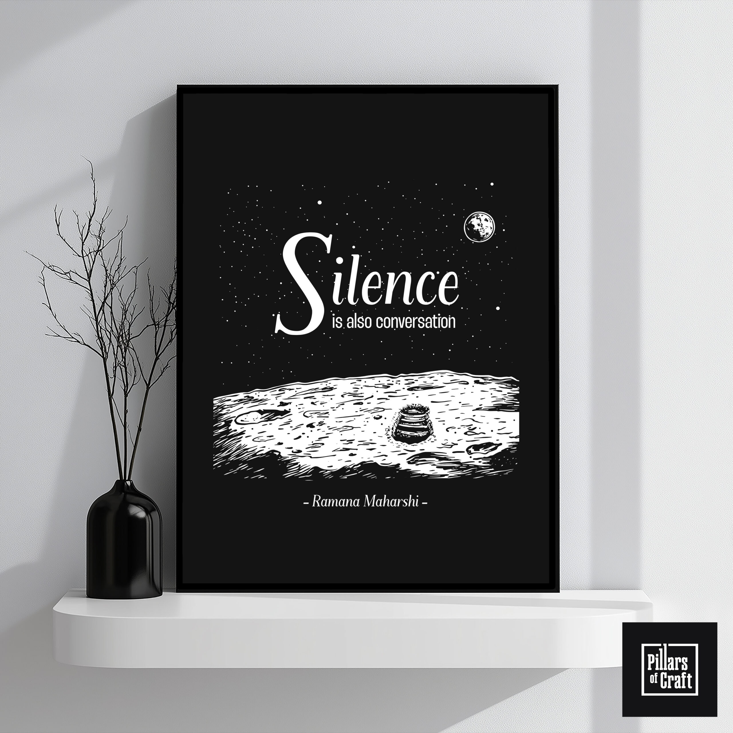 Footprints on Moon Wall art, Silence is also conversation Poster, Inspirational Poster, Motivational Poster