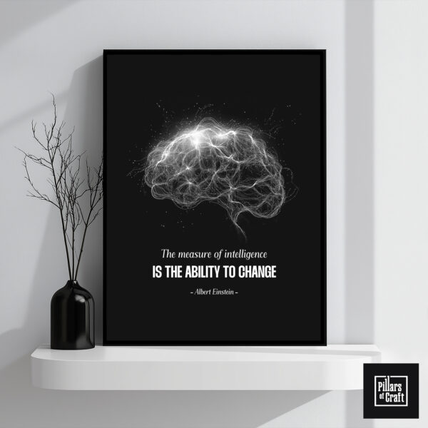 Measure of Intelligence Wall Art, Human brain wall art, Neurons poster, Albert Einstein quote wall art, Inspirational Poster