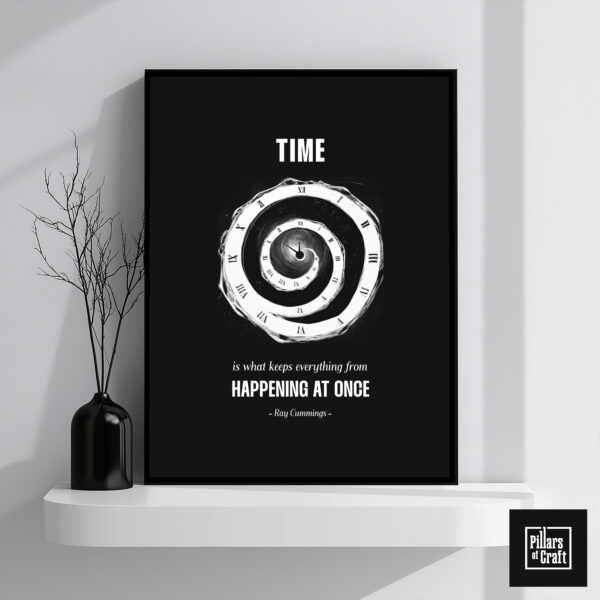 Time spiraling wall art, Spiral clock wall art, Thought provoking wall art, Philosophy poster, Inspirational wall art