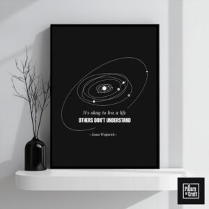 Solar system wall art, Pluto and planets in orbit wall art, Astronomy inspired inspirational wall art, Freedom and Authenticity Poster